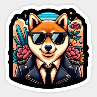 Funny Shiba Inu with Sunglasses Sticker